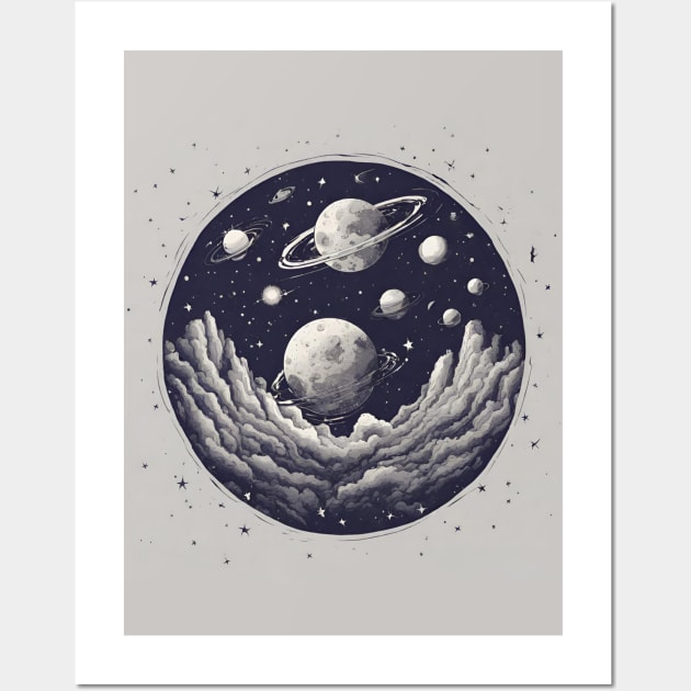 Celestial Bodies Stars Planets Outer Space Astro Wall Art by Elysian Alcove